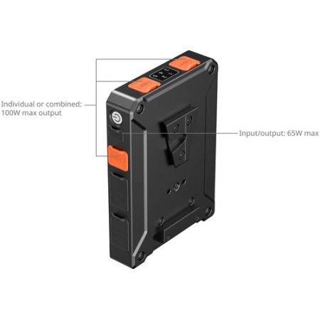 SmallRig 5653 - inteligentny adapter zasilania z płytka montażową do akumulatorów V-Mount (wersja podstawowa) - moc